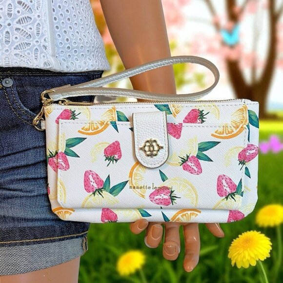 Nanette Lepore Juicy Fruit Print Large Wristlet Wallet ID Phone Case Bag NWT - Picture 2 of 9